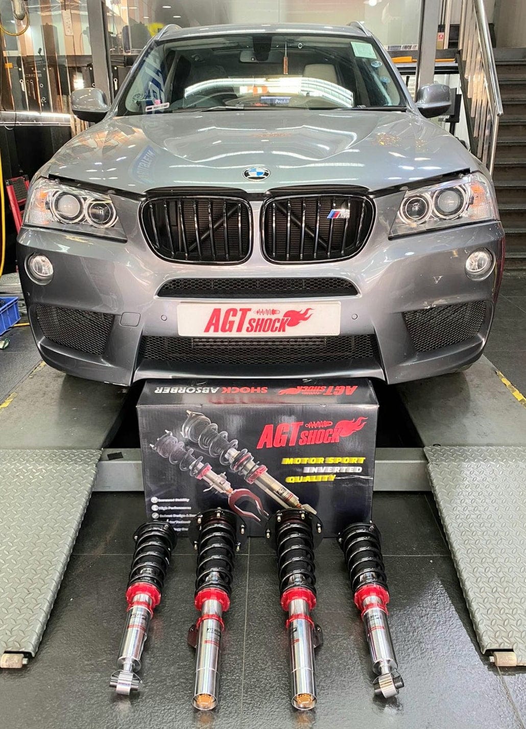 Kies-Motorsports AGT Shock AGT Shock 2011-2017 F25 F26 RWD X3 X4 MK2 Front/ Rear: Inverted Fork-Front Spring Rate: 7K205 B Rear Spring Rate: 8K215 B