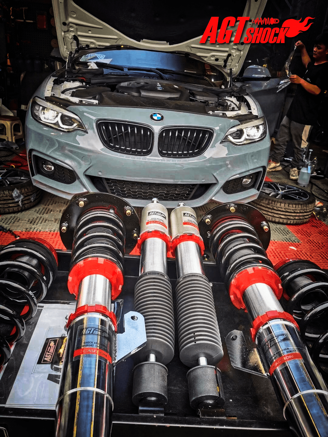 Kies-Motorsports AGT Shock AGT Shock 2014+ F22/ F23 RWD 2 SERIES MK1 Front Inverted Fork/Rear Flip - Front Spring Rate: 6K180 Rear Spring Rate:7K230