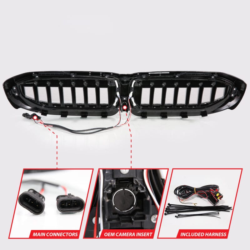 Kies-Motorsports ANZO Anzo 19-22 BMW 3 Series Black Housing Full LED Front Grille w/ Initiation & Running Light