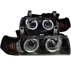 Kies-Motorsports ANZO ANZO 1992-1998 BMW 3 Series E36 Projector Headlights w/ Halo Black G2 1 pc