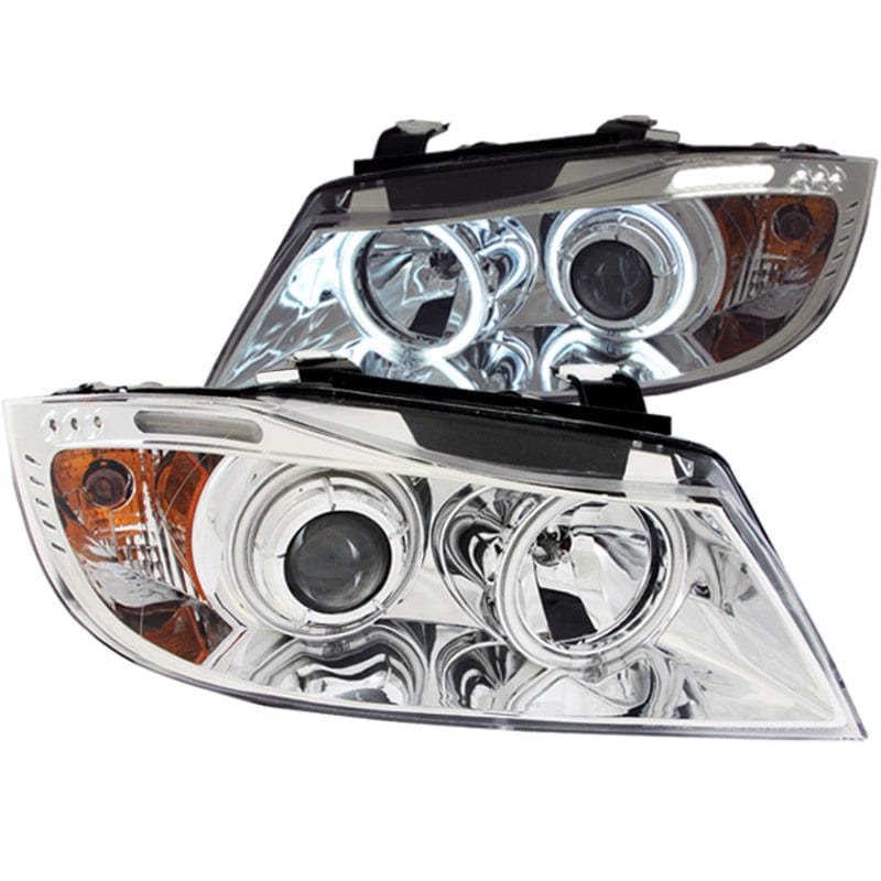 Kies-Motorsports ANZO ANZO 2006-2008 BMW 3 Series E90-E91 Projector Headlights w/ Halo w/ LED Bar Chrome (CCFL)