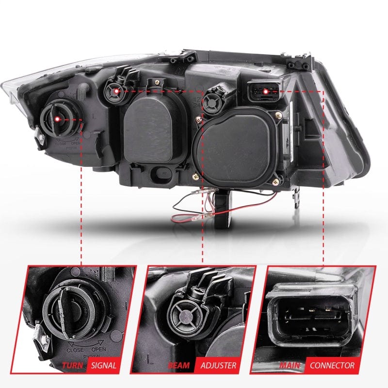 Kies-Motorsports ANZO ANZO 2006-2008 BMW 3 Series E90-E91 Projector Headlights w/ Halo w/ LED Bar Chrome (CCFL)