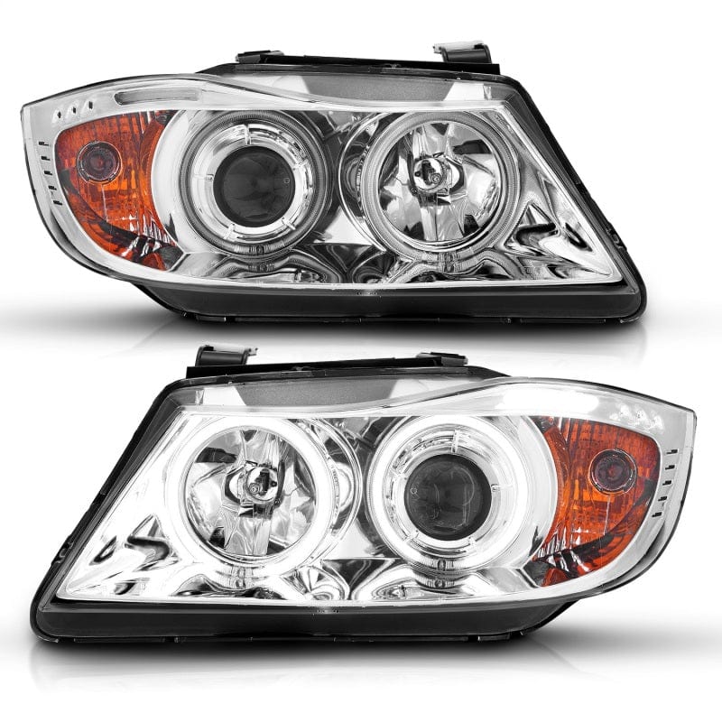 Kies-Motorsports ANZO ANZO 2006-2008 BMW 3 Series E90-E91 Projector Headlights w/ Halo w/ LED Bar Chrome (CCFL)