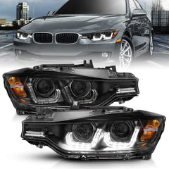 Kies-Motorsports ANZO ANZO 2012-2015 BMW 3 Series Projector Headlights w/ U-Bar Black