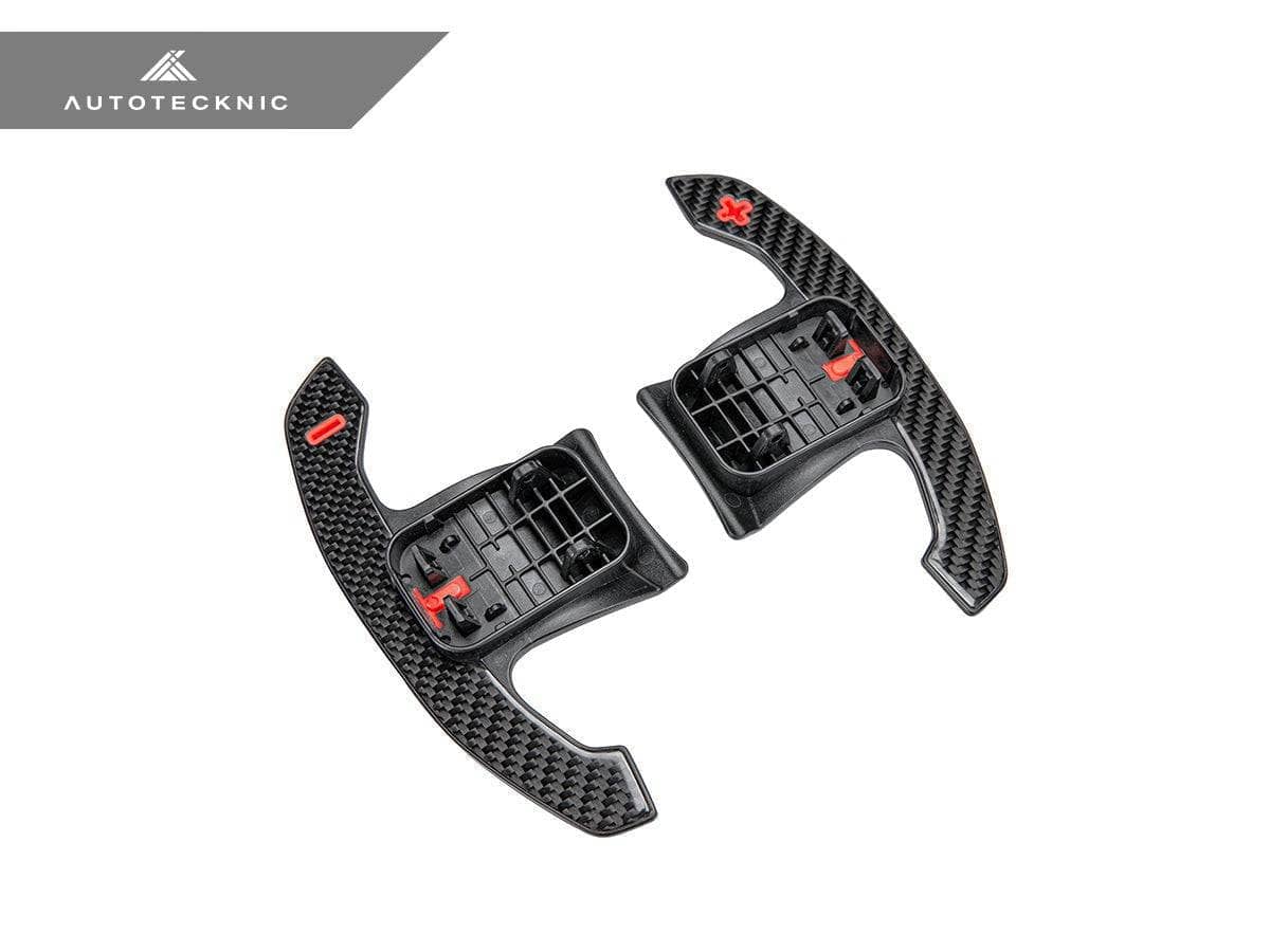 Kies-Motorsports AutoTecknic USA AutoTecknic Carbon Fiber Pole Position Shift Paddles - G14/ G15/ G16 8-Series G14/ G15/ G16 8-Series / Red Shift Indicators & Grip / Gloss Carbon Finish