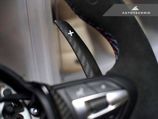 Kies-Motorsports AutoTecknic USA AutoTecknic Dry Carbon Battle Version Shift Paddles - F87 M2 | F80 M3 | F82/ F83 M4 | F10 M5 LCI | F06/ F12/ F13 M6 | F85 X5M | F86 X6M Dry Carbon (Battle Version) Matte Finish + White Indicator