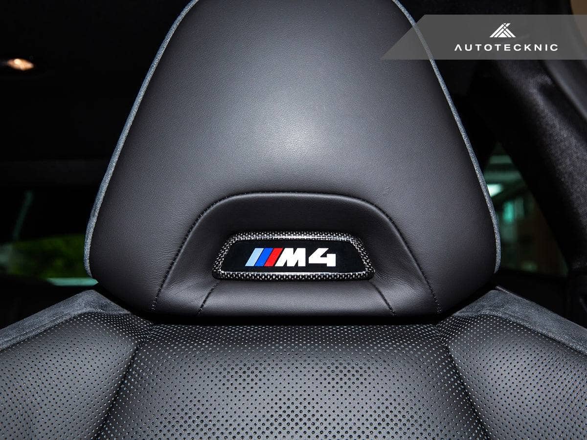 Kies-Motorsports AutoTecknic USA AutoTecknic Dry Carbon Front Seat Illuminated Emblem Surround Set - BMW M