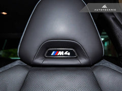 Kies-Motorsports AutoTecknic USA AutoTecknic Dry Carbon Front Seat Illuminated Emblem Surround Set - BMW M
