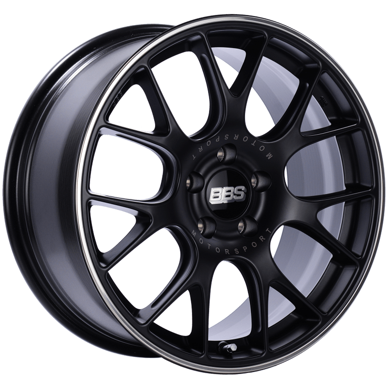 Kies-Motorsports BBS BBS CH-R 18x8.5 5x112 ET38 Satin Black Polished Rim Protector Wheel -82mm PFS/Clip Required