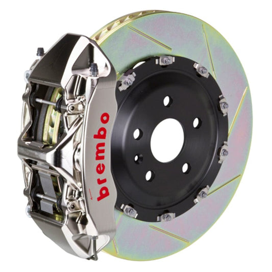 Kies-Motorsports Brembo Brembo 02-05 7-Series (Thru 3/5 Prod) Fr GTR BBK 6Pis Billet 380x34 2pc Rtr Slot Type1-Nickel