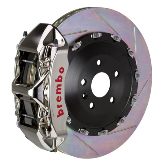 Kies-Motorsports Brembo Brembo 03-07 Cayenne/S/Turbo Fr GTR BBK 6Pis Billet 405x34 2pc Rotor Slotted Type1-Nickel