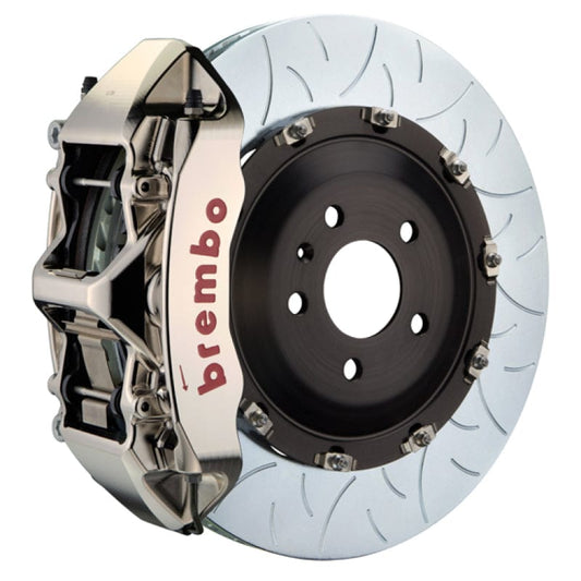 Kies-Motorsports Brembo Brembo 03-07 Cayenne/S/Turbo Fr GTR BBK 6Pis Billet 405x34 2pc Rotor Slotted Type3-Nickel