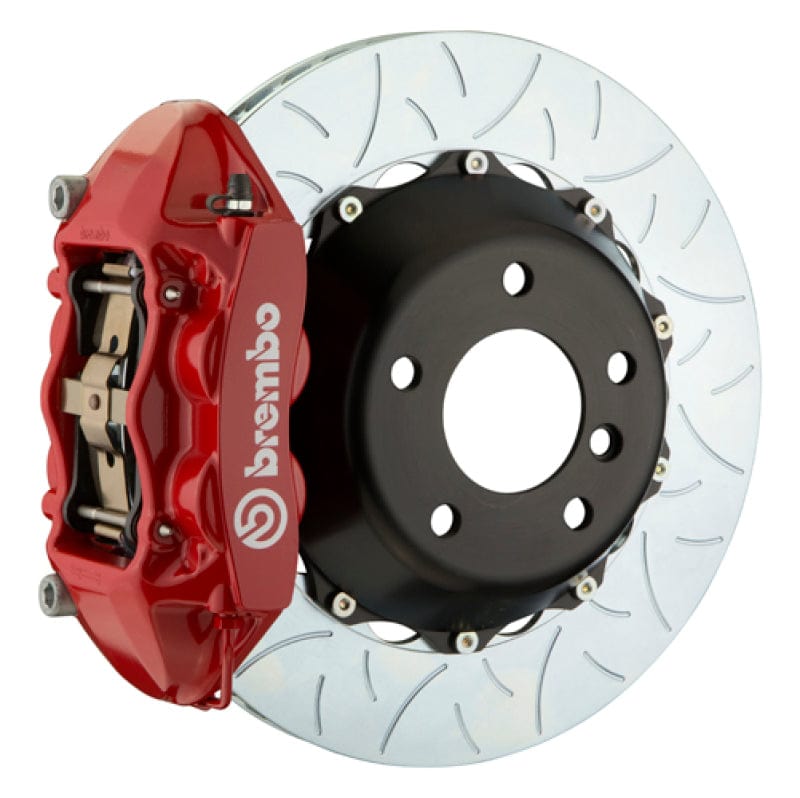 Kies-Motorsports Brembo Brembo 12-17 M5 (F10) Rear GT BBK 4 Piston Cast 380x28 2pc Rotor Slotted Type-3-Red