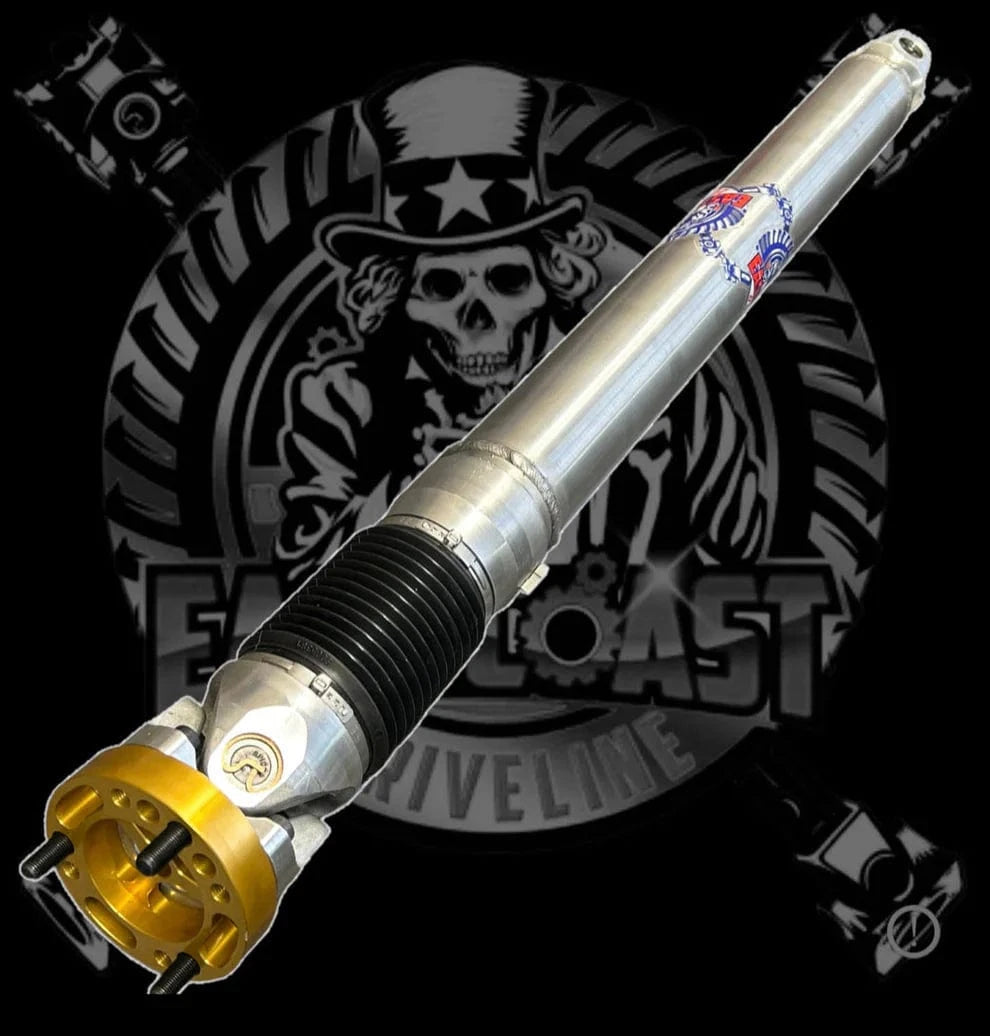 Kies-Motorsports East Coast Driveline 2020-2023 BMW M8 Automatic AWD Gran Coupe 4.4L V8 HD 1 Piece Carbon Fiber or Aluminum Driveshaft. BMW OEM 26-11-8-089-857 / 26118089857