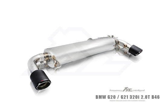 Kies-Motorsports Fi Exhaust BMW Fi Exhaust G20 / G21 320i 2.0T B46 |B46| 2019 +Front Pipe + Mid Pipe + Valvetronic Muffler + Dual Silver Tips + Standard Remote