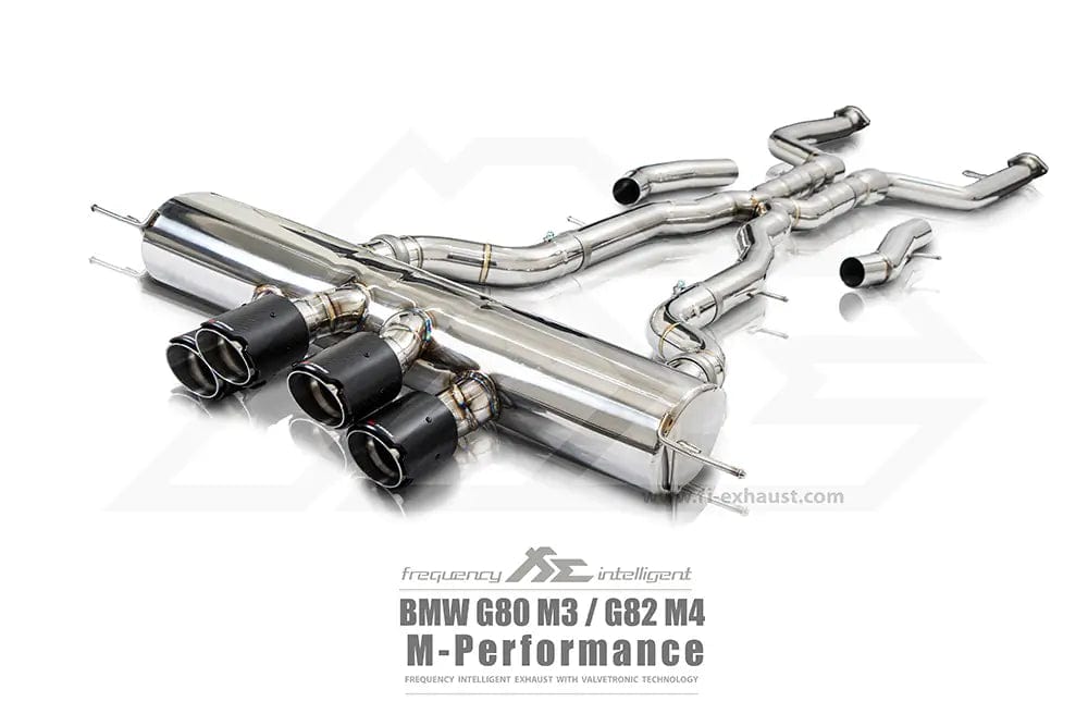 Kies-Motorsports Fi Exhaust BMW Fi Exhaust G82 M4 M-Performance / LCI |3.0L S58|2021+Front Pipe + Mid X-Pipe + Valvetronic Muffler + Quad Silver Tips (Retains OEM Valve Settings - No Remote)
