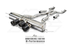 Kies-Motorsports Fi Exhaust BMW Fi Exhaust G82 M4 M-Performance / LCI |3.0L S58|2021+Front Pipe + Mid X-Pipe + Valvetronic Muffler + Quad Silver Tips (Retains OEM Valve Settings - No Remote)