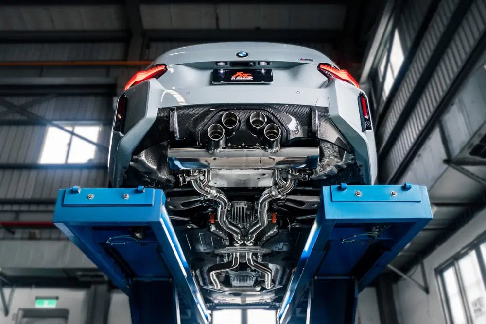 Kies-Motorsports Fi Exhaust BMW Fi Exhaust G87 M2 M-Performance |S58|2022+Front Pipe + Mid X-Pipe + Valvetronic Muffler + Quad Silver Tips (Retains OEM Valve Settings - No Remote)