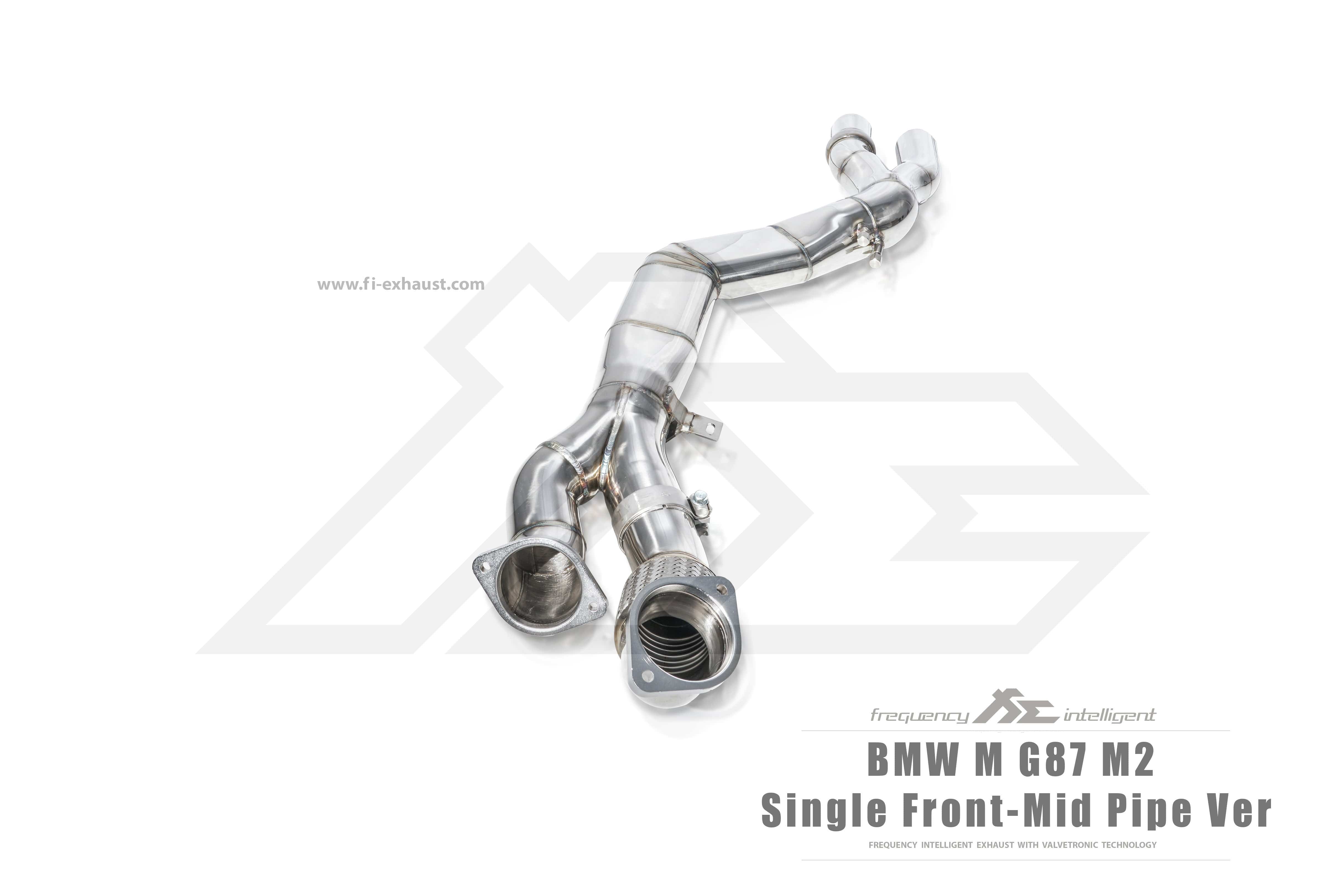 Kies-Motorsports Fi Exhaust BMW Fi Exhaust G87 M2 Single Front-Mid Pipe M-Perf |3.0TT S58|2022+Single Front-Mid Pipe + Valvetronic Muffler + Quad Silver Tips (Retains OEM Valve Settings - No Remote)