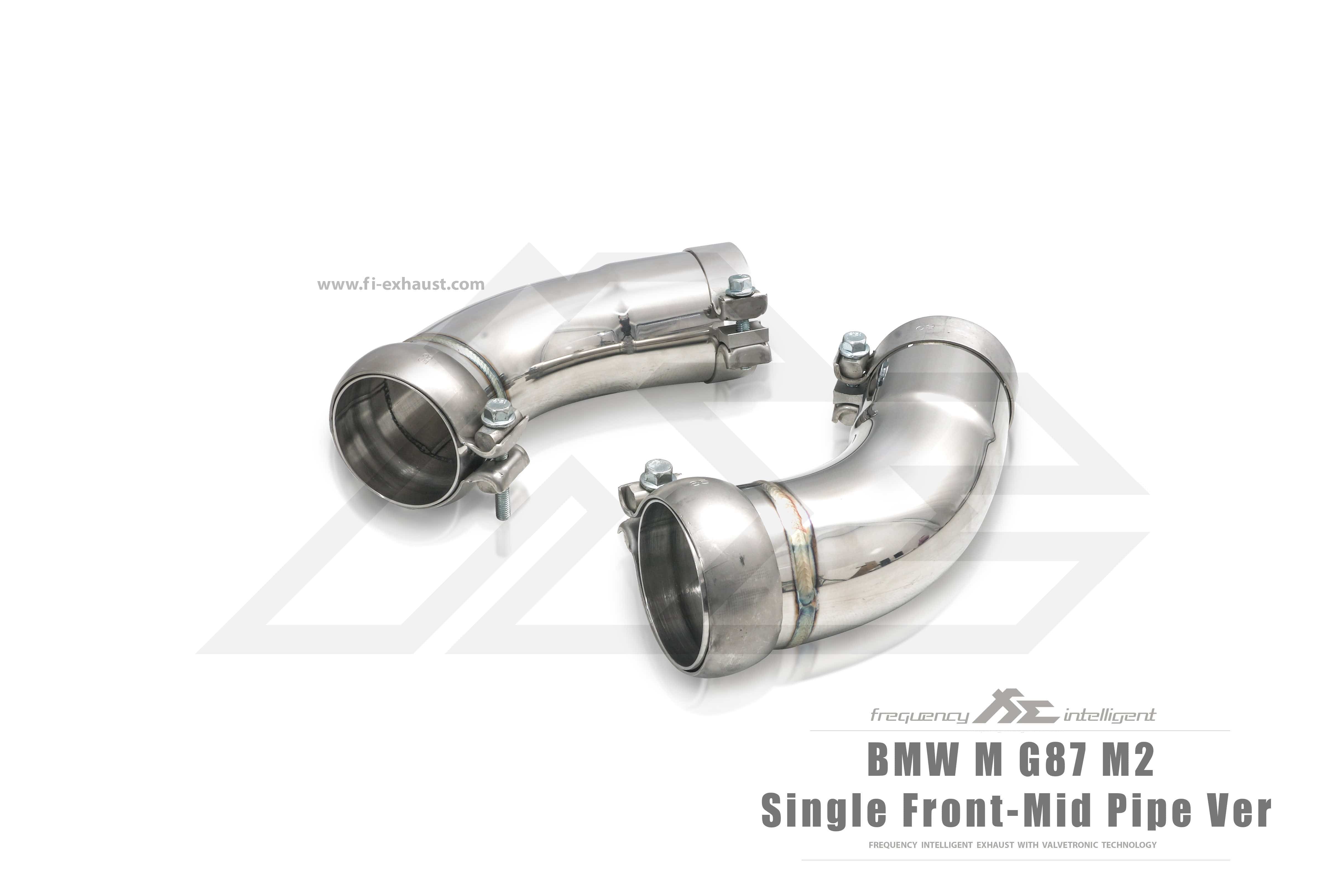 Kies-Motorsports Fi Exhaust BMW Fi Exhaust G87 M2 Single Front-Mid Pipe M-Perf |3.0TT S58|2022+Single Front-Mid Pipe + Valvetronic Muffler + Quad Silver Tips (Retains OEM Valve Settings - No Remote)