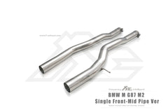 Kies-Motorsports Fi Exhaust BMW Fi Exhaust G87 M2 Single Front-Mid Pipe M-Perf |3.0TT S58|2022+Single Front-Mid Pipe + Valvetronic Muffler + Quad Silver Tips (Retains OEM Valve Settings - No Remote)