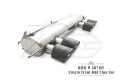 Kies-Motorsports Fi Exhaust BMW Fi Exhaust G87 M2 Single Front-Mid Pipe Ver |S58|2022+Single Front-Mid Pipe + Valvetronic Muffler + Quad Silver Tips (Retains OEM Valve Settings - No Remote)