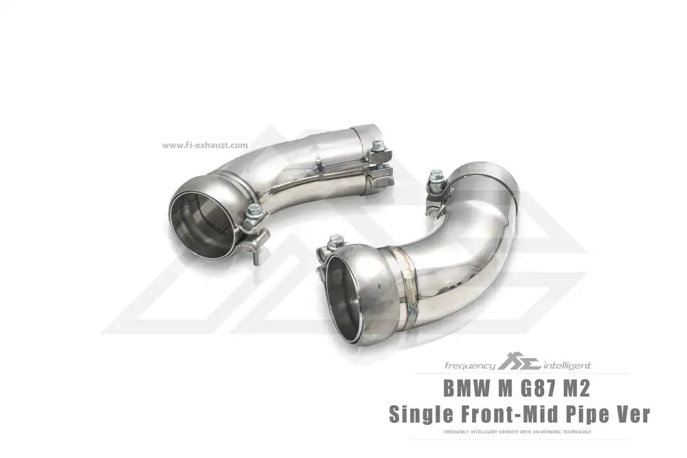 Kies-Motorsports Fi Exhaust BMW Fi Exhaust G87 M2 Single Front-Mid Pipe Ver |S58|2022+Single Front-Mid Pipe + Valvetronic Muffler + Quad Silver Tips (Retains OEM Valve Settings - No Remote)