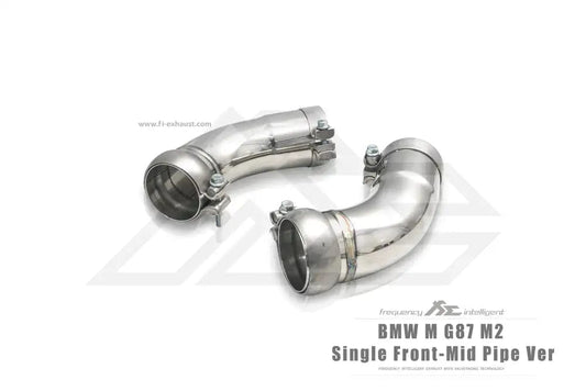 Kies-Motorsports Fi Exhaust BMW Fi Exhaust G87 M2 Single Front-Mid Pipe Ver |S58|2022+Single Front-Mid Pipe + Valvetronic Muffler + Quad Silver Tips (Retains OEM Valve Settings - No Remote)