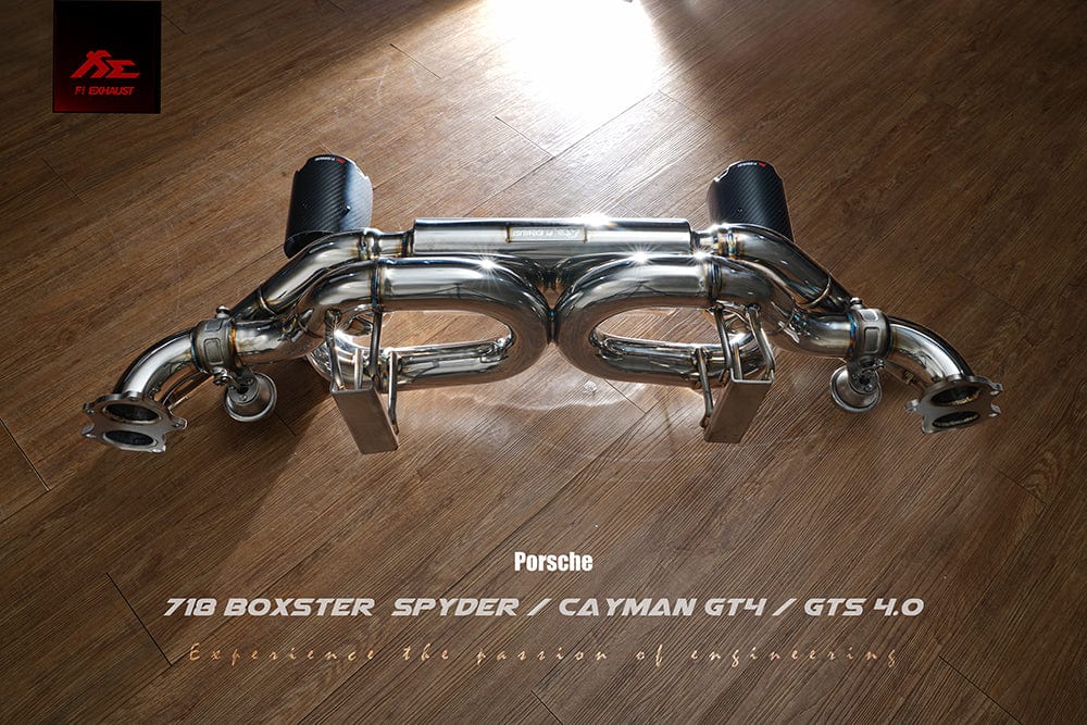 Kies-Motorsports Fi Exhaust Porsche 718 Cayman GT4 / Spyder|4.0 L MDG NA flat-6|2020 +Valvetronic Muffler + Dual Silver Tips (Retains OEM Valve Settings - No Remote) (Before 2020.2)
