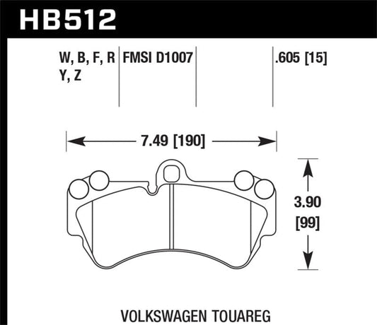 Kies-Motorsports Hawk Performance Hawk 04 Volkswagen Touareg Performance Ceramic Street Front Brake Pads