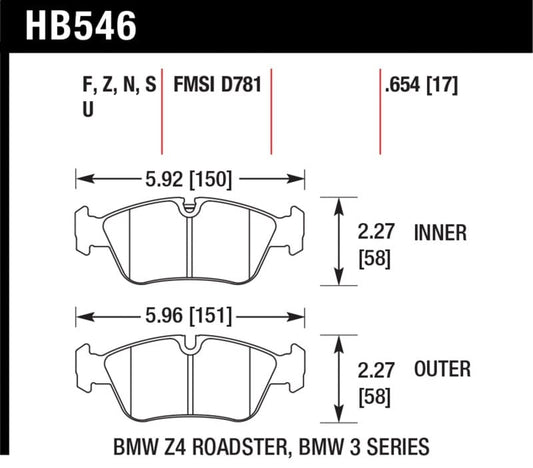 Kies-Motorsports Hawk Performance Hawk 08 BMW Z4 3.0L HPS 5.0 Front Brake Pads