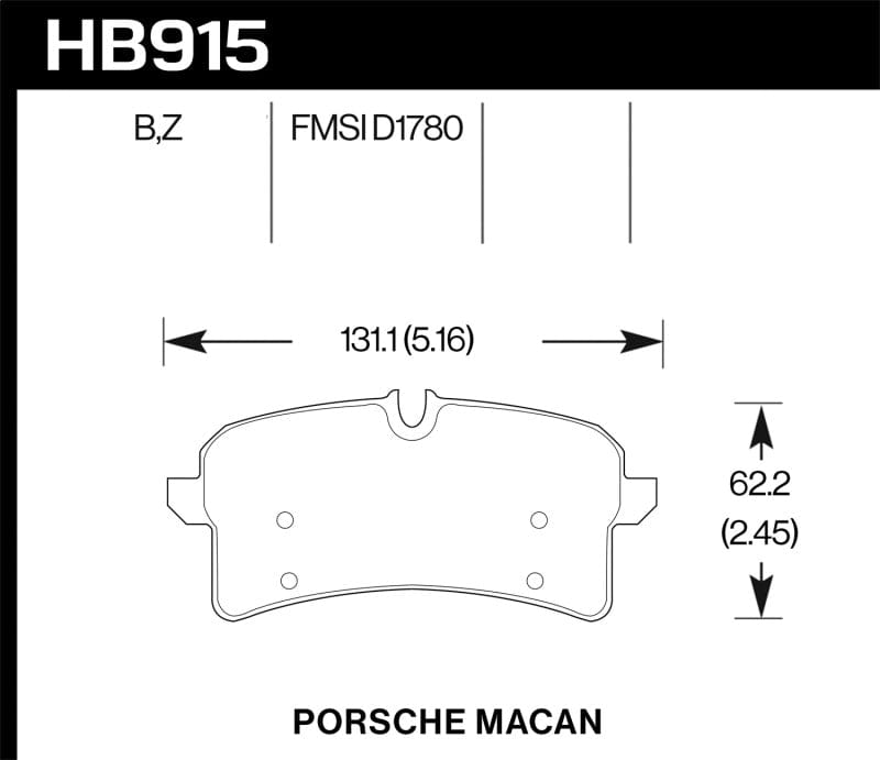 Kies-Motorsports Hawk Performance Hawk 15-18 Porsche Macan Performance Ceramic Rear Brake Pads