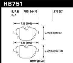 Kies-Motorsports Hawk Performance Hawk 2015 BMW 428i Gran Coupe / 11-16 535i / 11-16 X3/X4 HPS 5.0 Rear Brake Pads