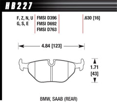Kies-Motorsports Hawk Performance Hawk 92-95 BMW 325iS / 96-02 BMW M3 DTC-70 Race Rear Brake Pads
