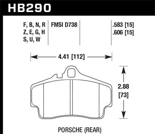 Kies-Motorsports Hawk Performance Hawk 98-08 Porsche 911 Carrera 2 / 07-08 Boxster S / 06-08 Cayman S Rear DTC-60 Race Brake Pads