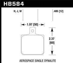 Kies-Motorsports Hawk Performance Hawk Aerospace Single Dynalite 12mm Thickness HPS Street Brake Pads