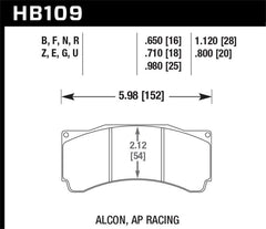 Kies-Motorsports Hawk Performance Hawk AP Racing DTC-60 Rear Race Brake Pads