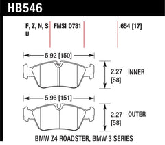 Kies-Motorsports Hawk Performance Hawk DTC-70 Brake Pads 98-02 BMW Z3/03-08 BMW Z4