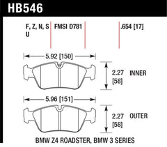 Kies-Motorsports Hawk Performance Hawk DTC-70 Brake Pads 98-02 BMW Z3/03-08 BMW Z4