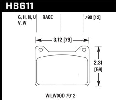 Kies-Motorsports Hawk Performance Hawk Willwood 7912 DTC-70 Race Brake Pads