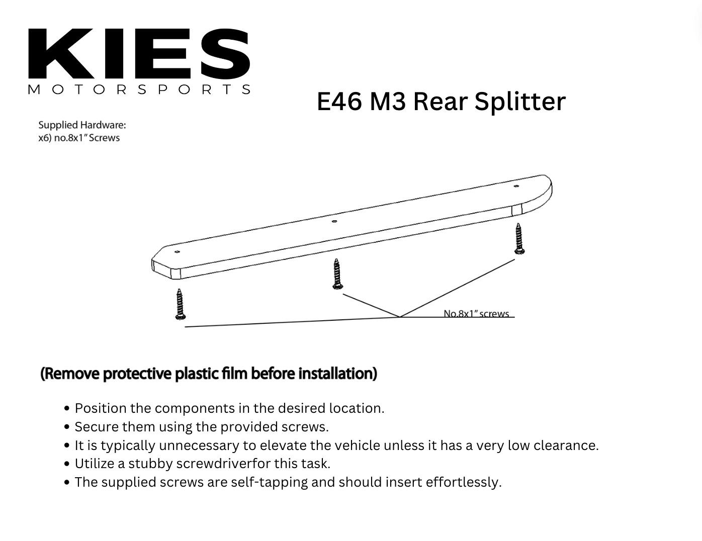 Kies-Motorsports Kies Essential Lip Kits Kies Essential Exterior Trim Kit BMW E46 M3 Splitters