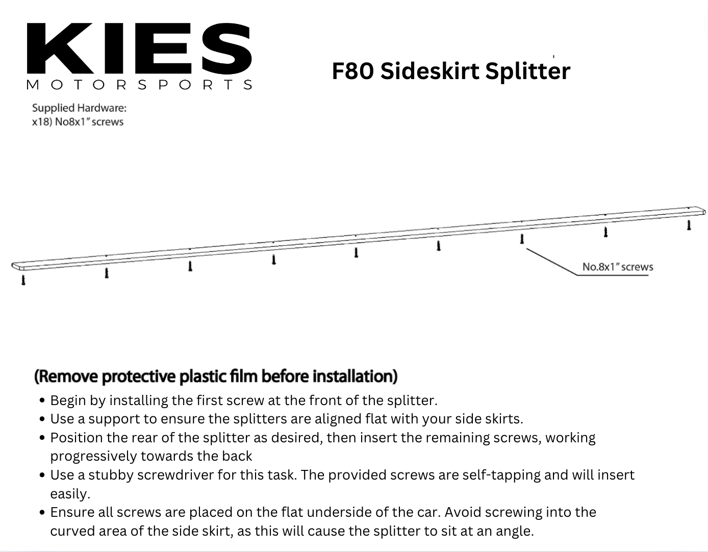 Kies-Motorsports Kies Essential Lip Kits Kies Essential Exterior Trim Kit  BMW F80