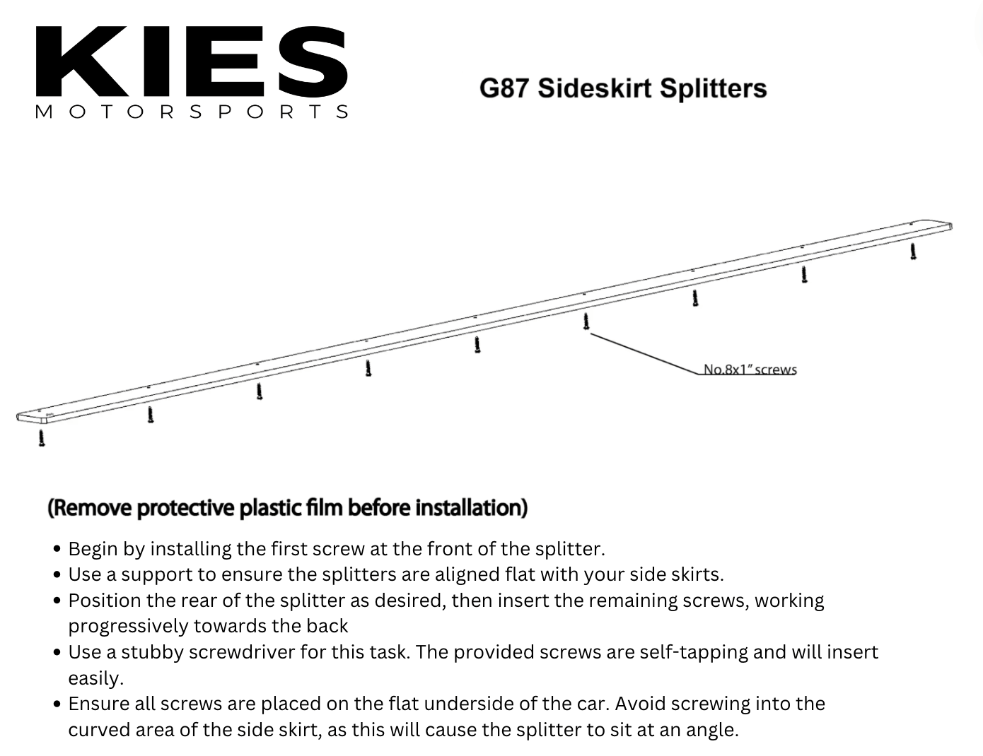 Kies-Motorsports Kies Essential Lip Kits Kies Essential Exterior Trim Kit for BMW G87 M2 Front Lip, Side Skirt Extensions, and Rear Splitters