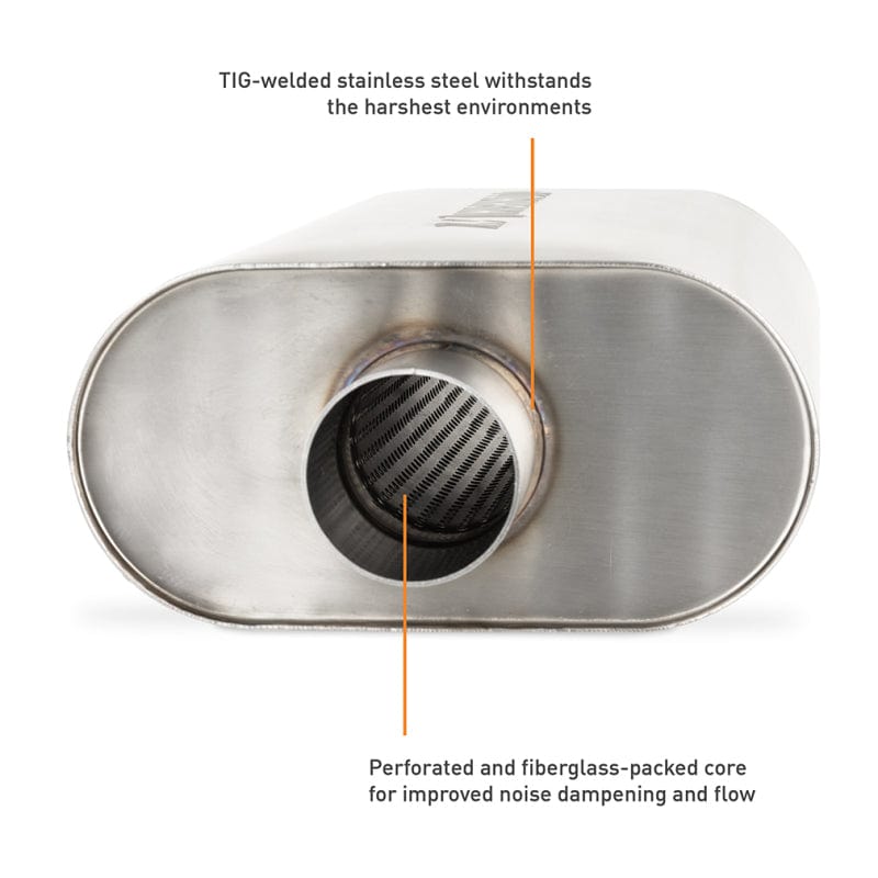 Kies-Motorsports Mishimoto Mishimoto Universal Muffler with 2.5in Center Inlet/Outlet - Brushed