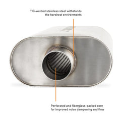 Kies-Motorsports Mishimoto Mishimoto Universal Muffler with 2.5in Center Inlet/Outlet - Brushed