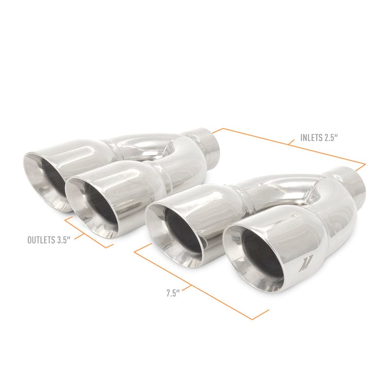 Kies-Motorsports Mishimoto Mishimoto Universal Steel Muffler Tip 2.5in Inlet Dual Y Polished