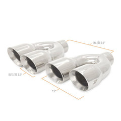 Kies-Motorsports Mishimoto Mishimoto Universal Steel Muffler Tip 2.5in Inlet Dual Y Polished