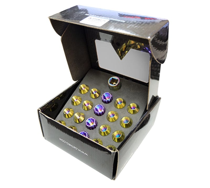 Kies-Motorsports NRG NRG 200 Series M12 X 1.25 Titanium Lug Nut Set - 21 Pc w/Lock Key Socket - Neochrome