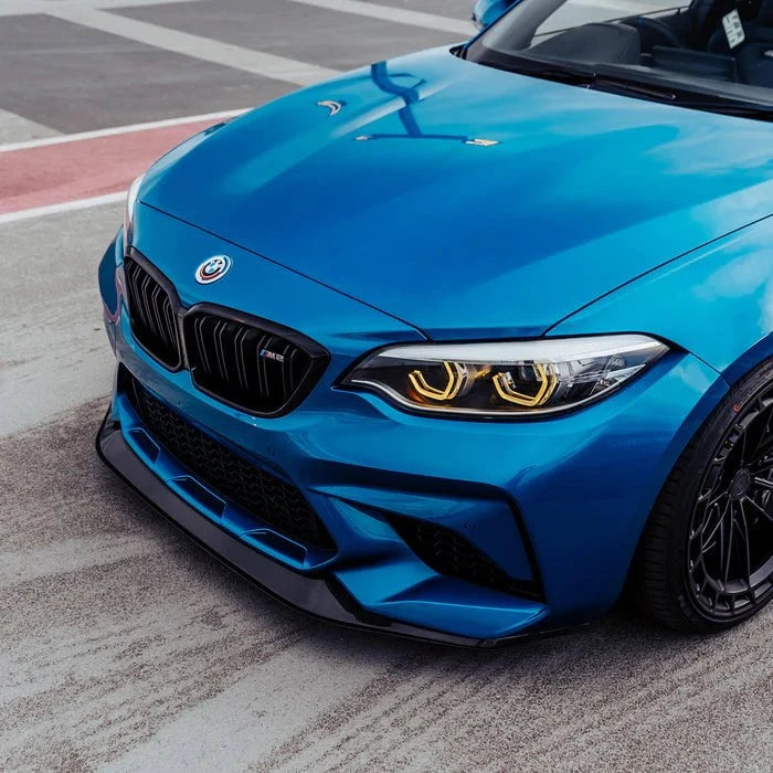 Kies-Motorsports R44 Performance MHC+ BMW M2 Competition S55 GT Style Front Splitter In Gloss Pre Preg Carbon Fibre (F87C)