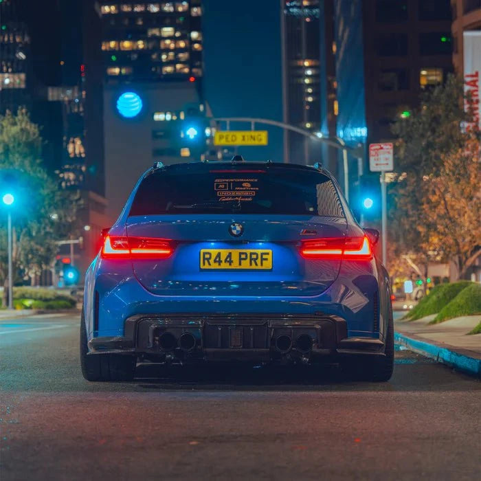 Kies-Motorsports R44 Performance MHC+ BMW M3/M4 DF1 LED Rear Diffuser In Gloss Pre Preg Carbon Fibre (G80/G81/G82/G83)